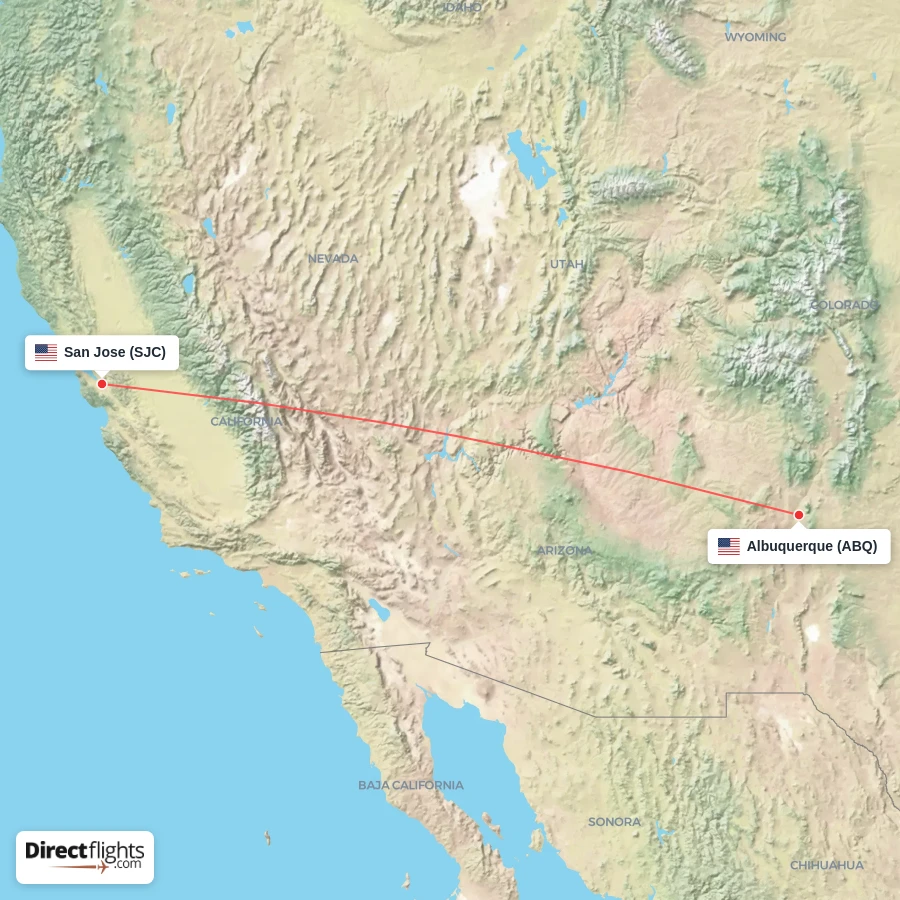 SJC - ABQ route map