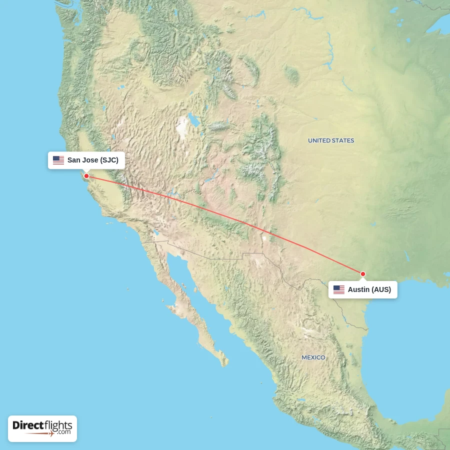 SJC - AUS route map