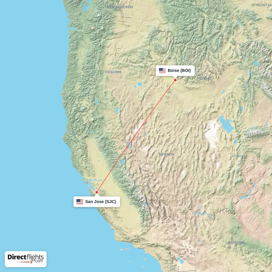 SJC - BOI route map