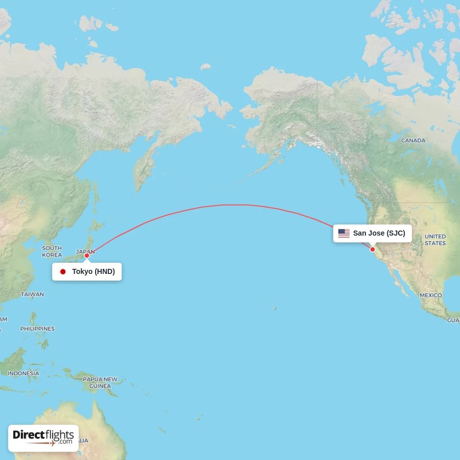 SJC - HND route map