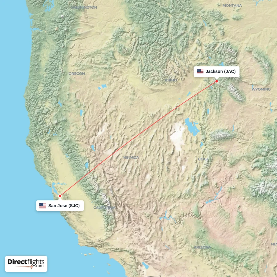 SJC - JAC route map