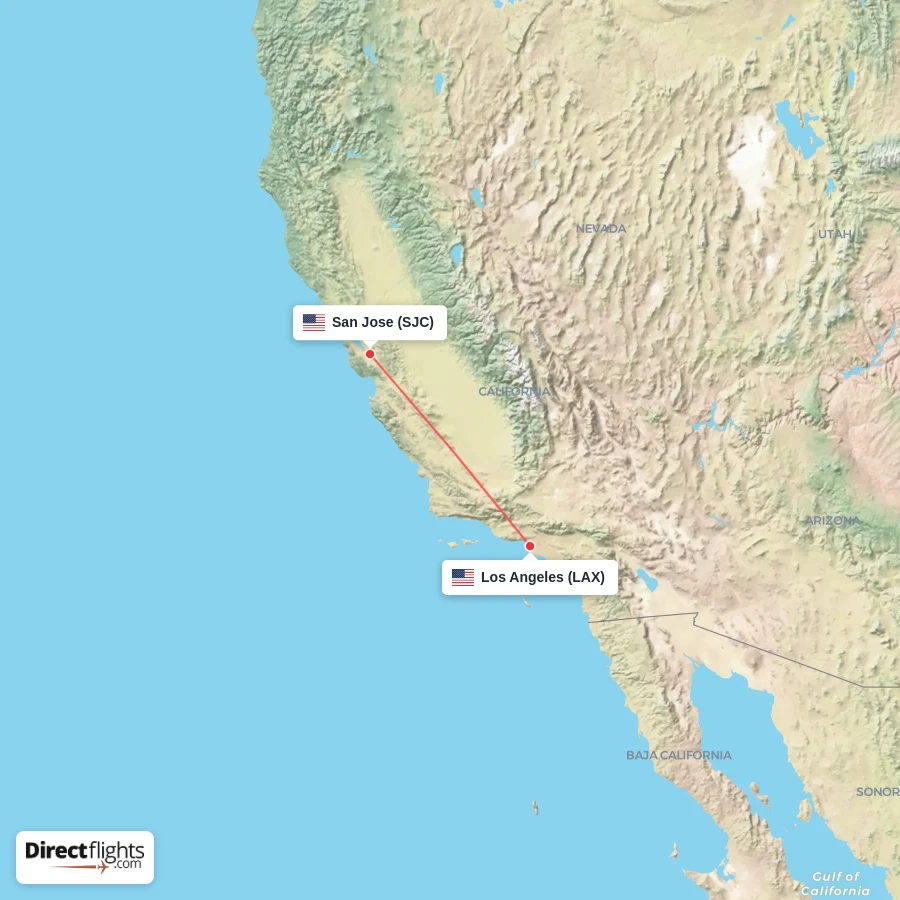 SJC - LAX route map