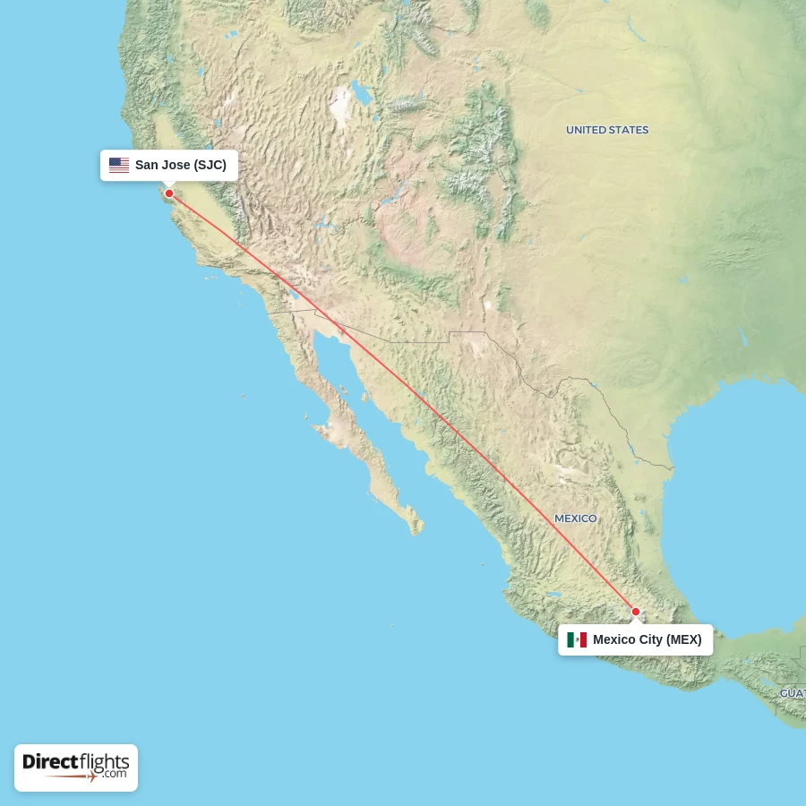 SJC - MEX route map