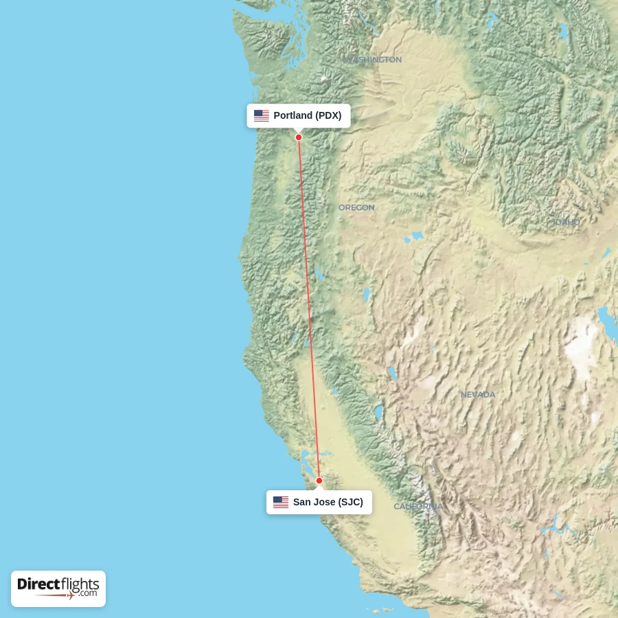 SJC - PDX route map
