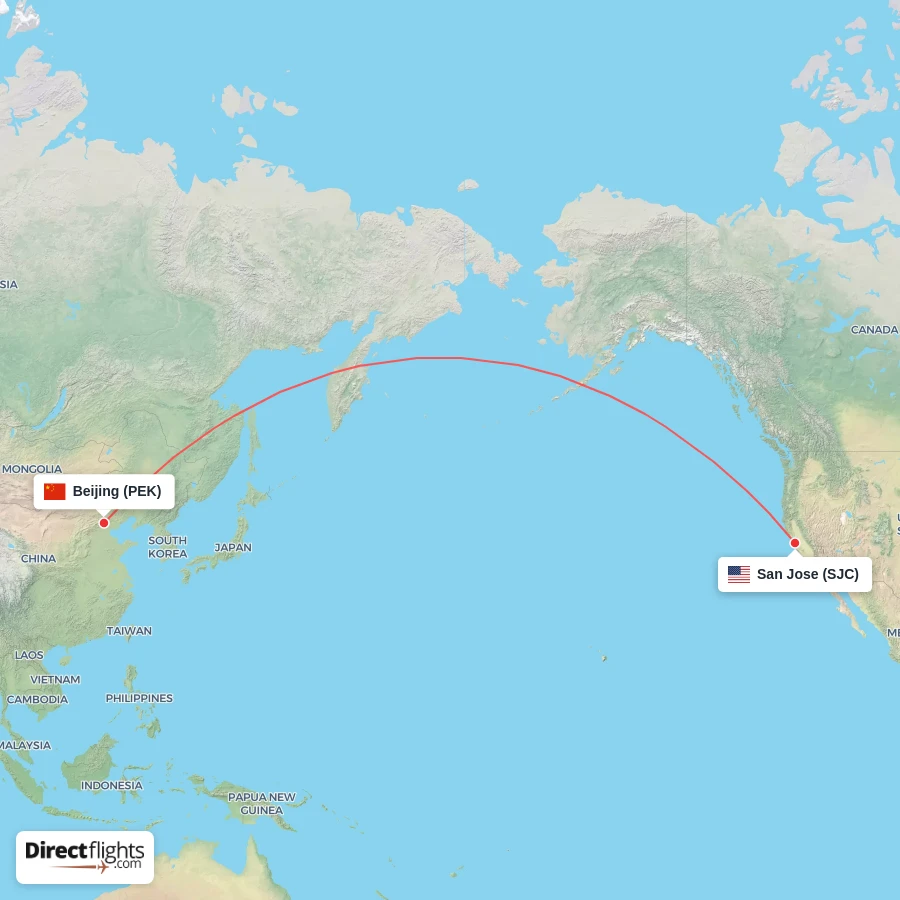 SJC - PEK route map