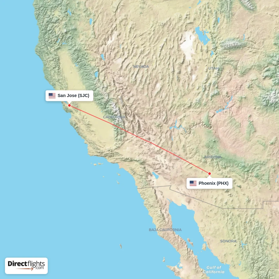 SJC - PHX route map
