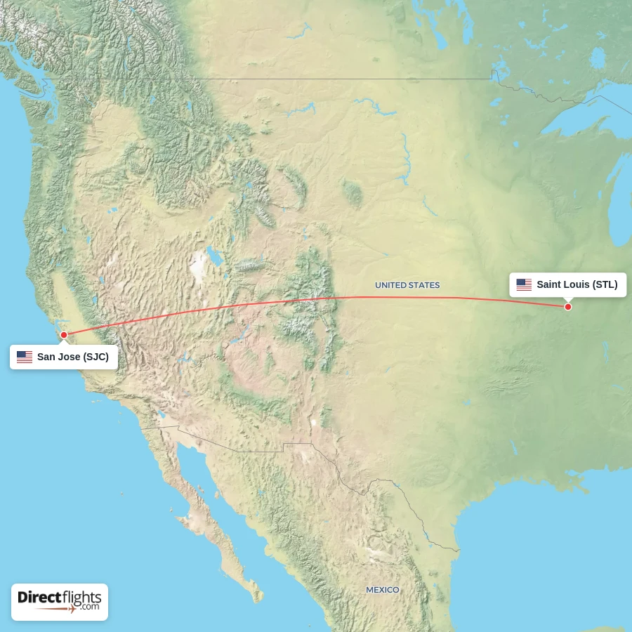 SJC - STL route map