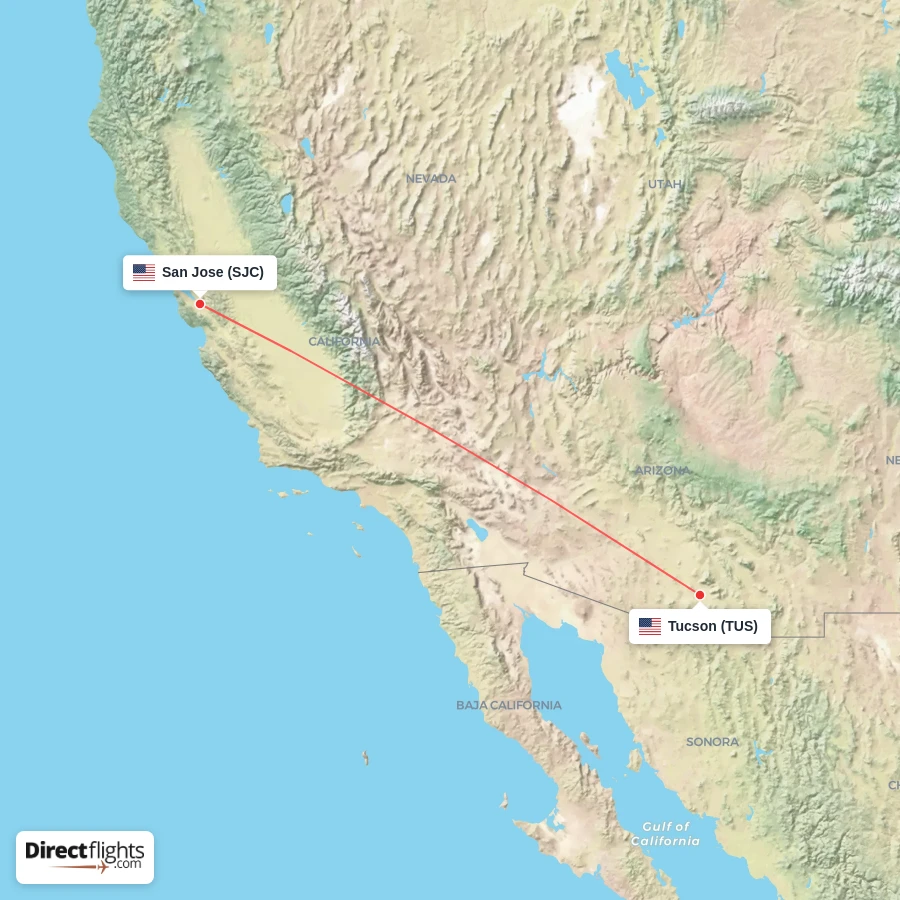 SJC - TUS route map