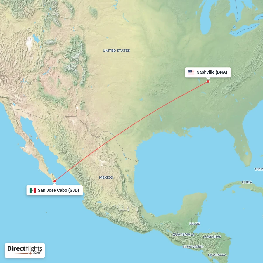 SJD - BNA route map