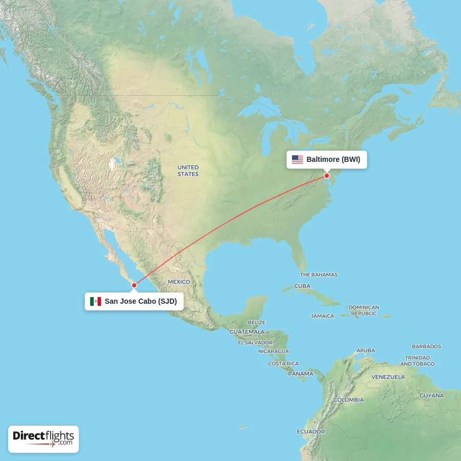 SJD - BWI route map