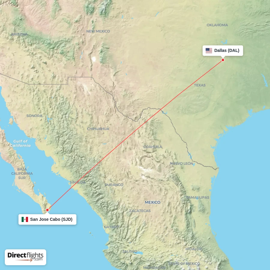 SJD - DAL route map