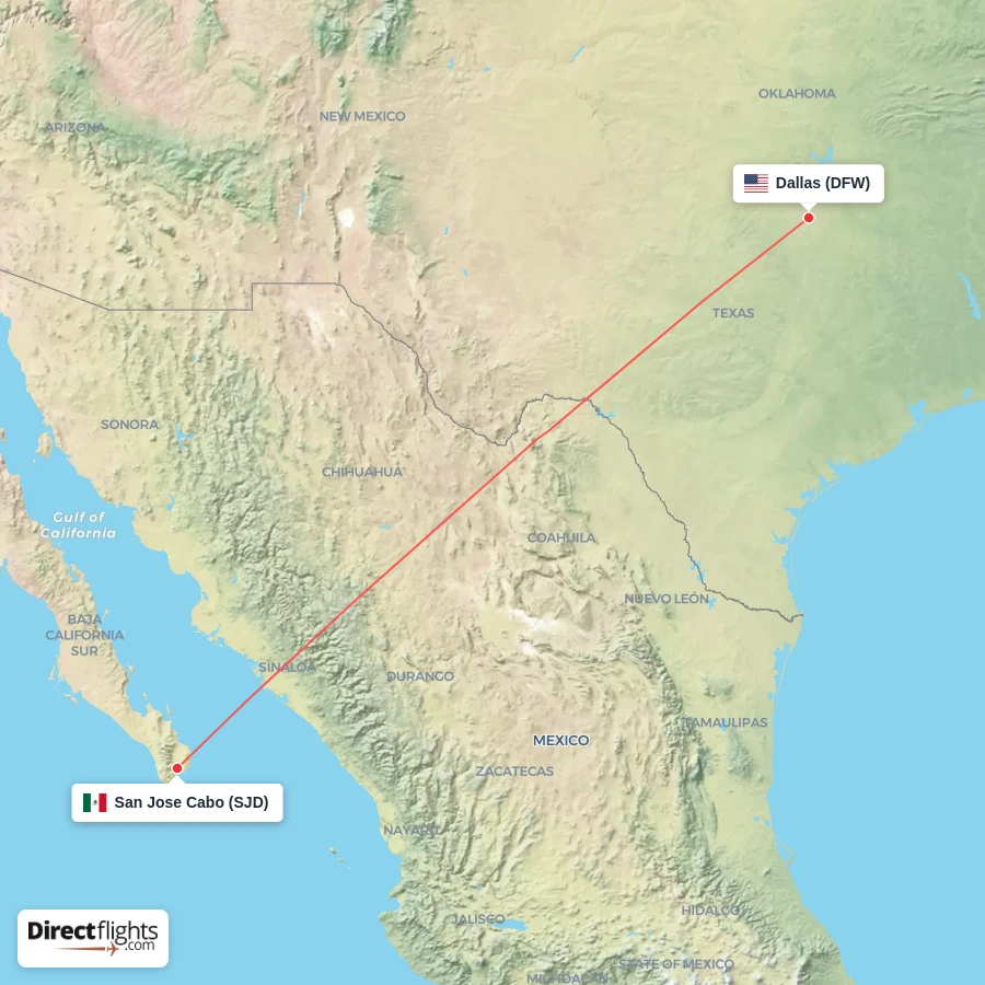 SJD - DFW route map