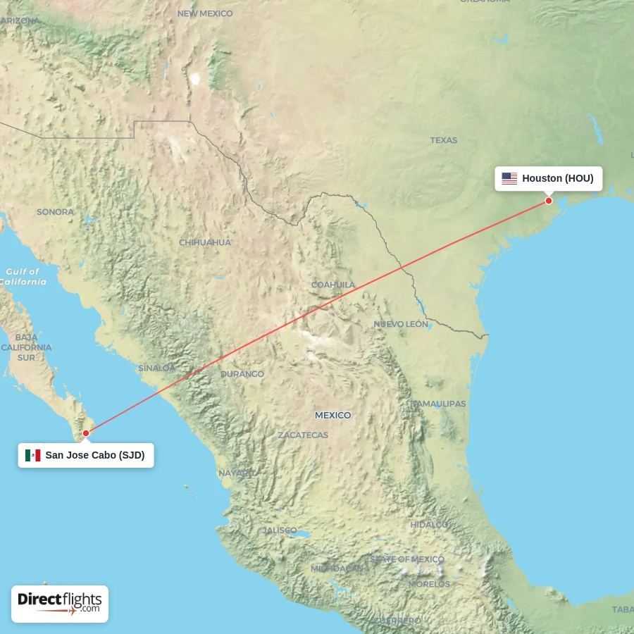 SJD - HOU route map