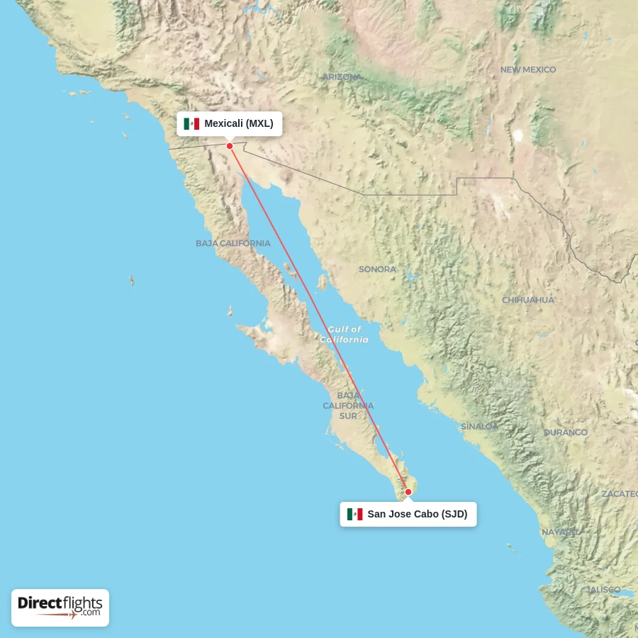 SJD - MXL route map