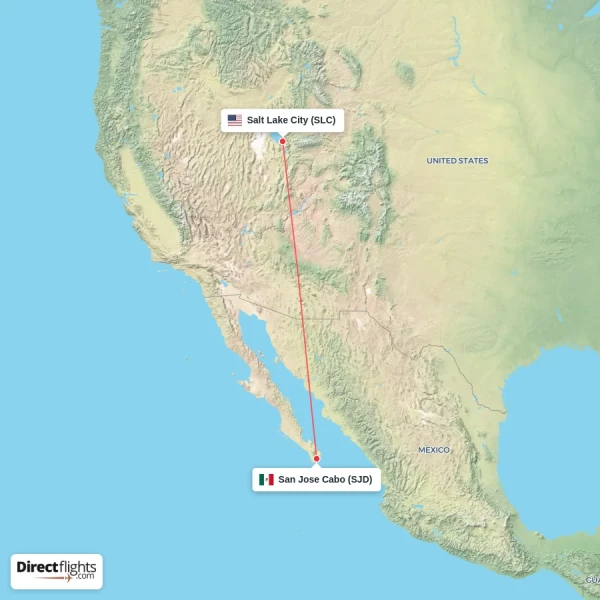 San Jose Cabo - Salt Lake City direct flight map