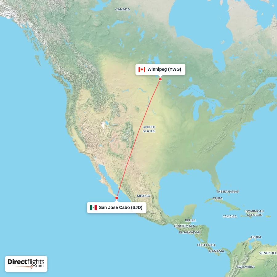 SJD - YWG route map