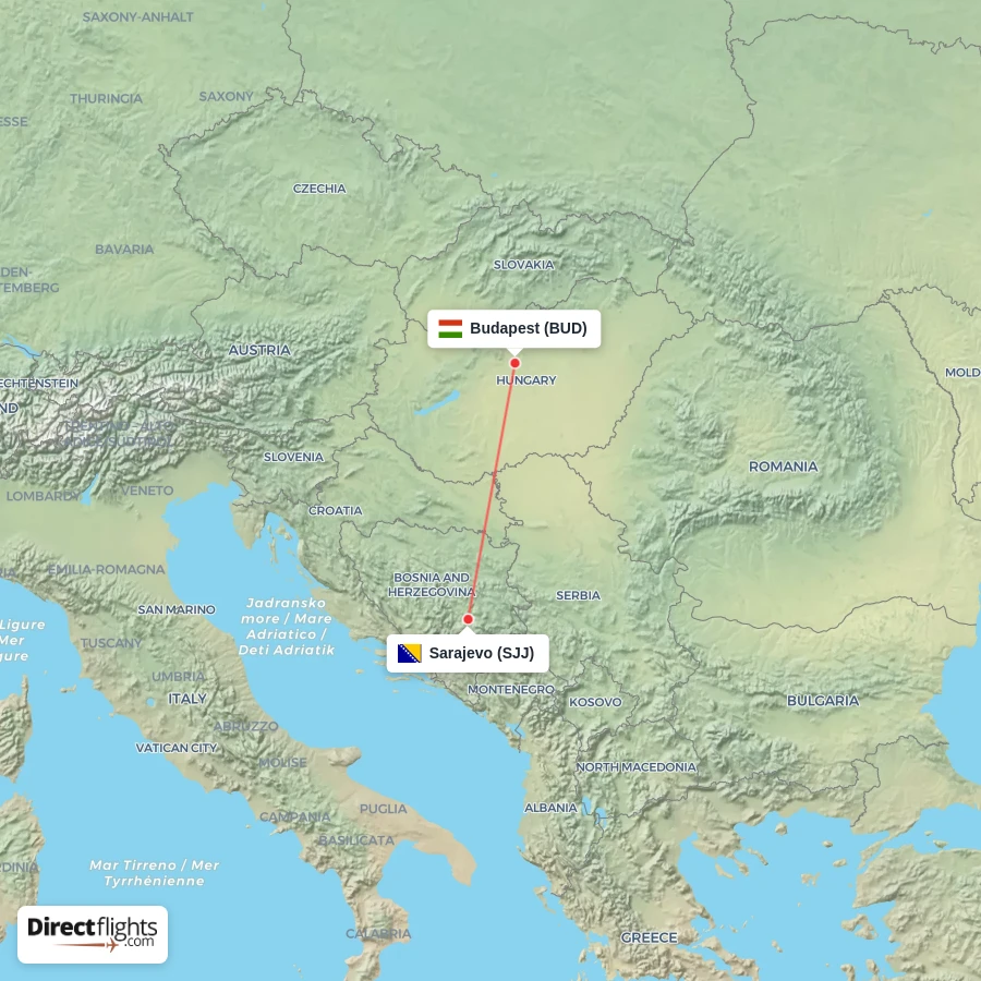 SJJ - BUD route map