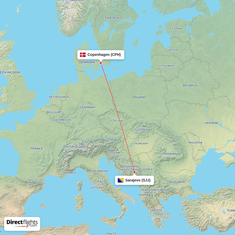 SJJ - CPH route map