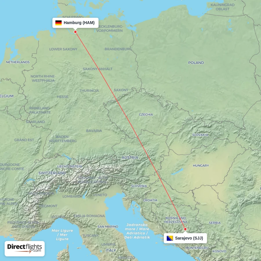 SJJ - HAM route map