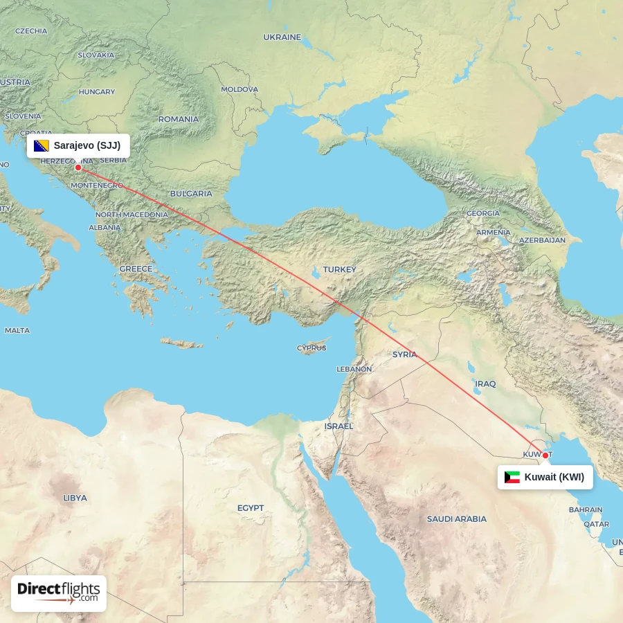 SJJ - KWI route map