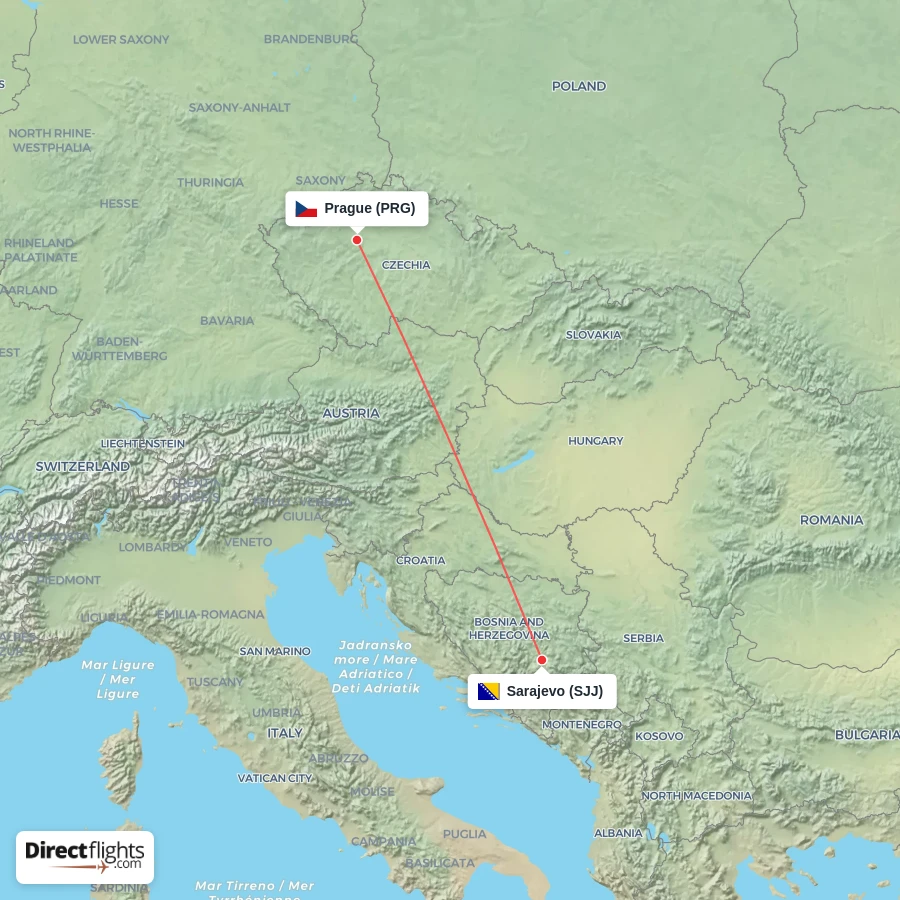 SJJ - PRG route map