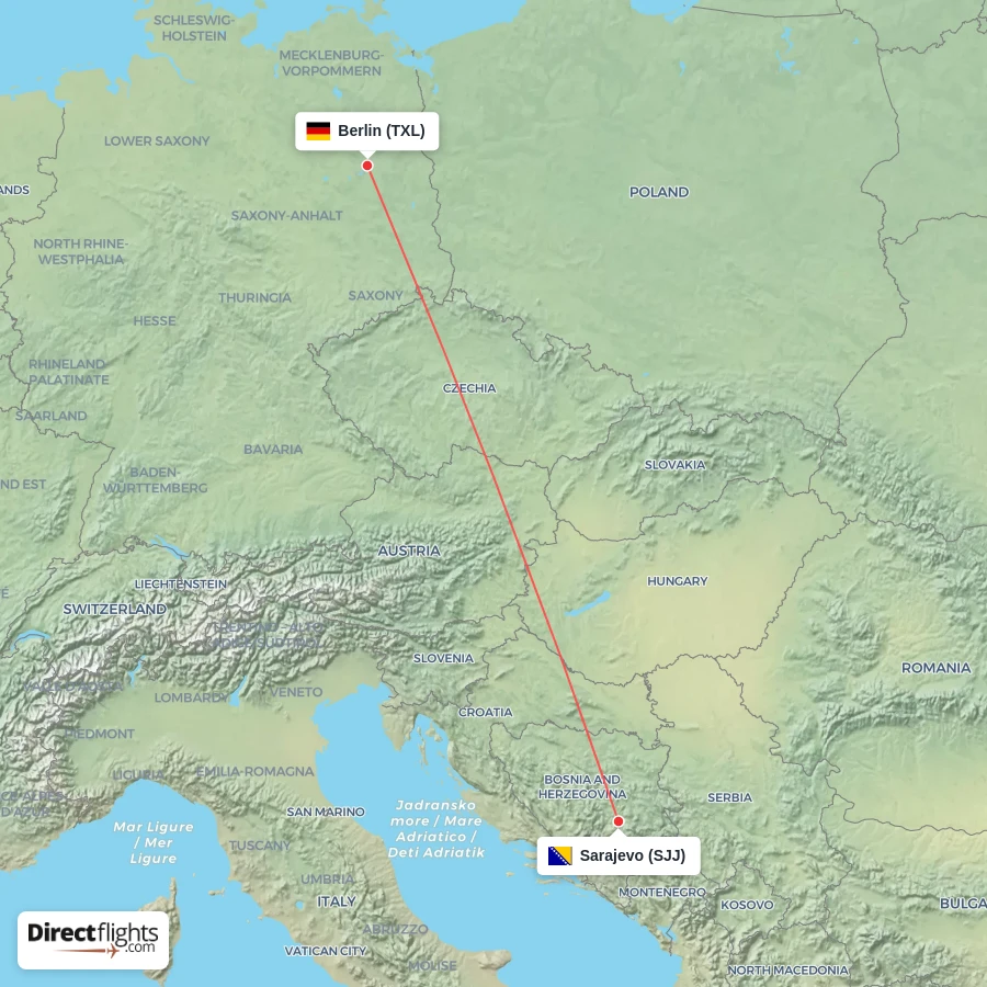 SJJ - TXL route map
