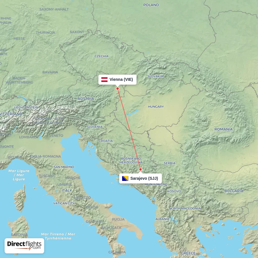 SJJ - VIE route map