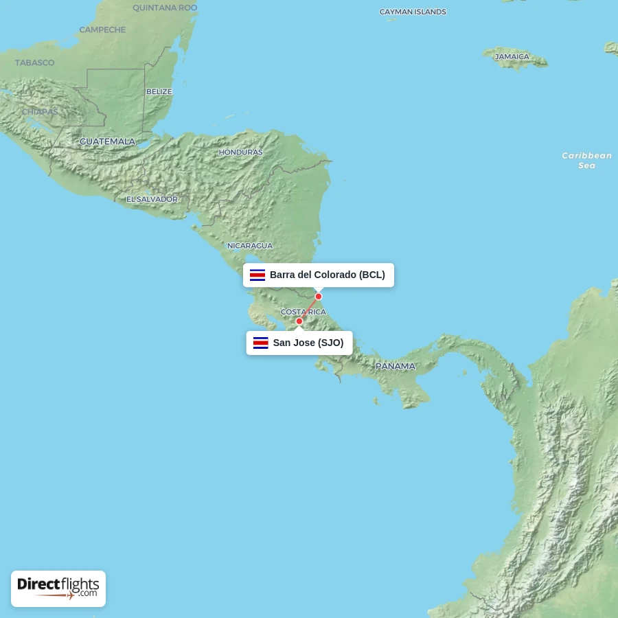 SJO - BCL route map