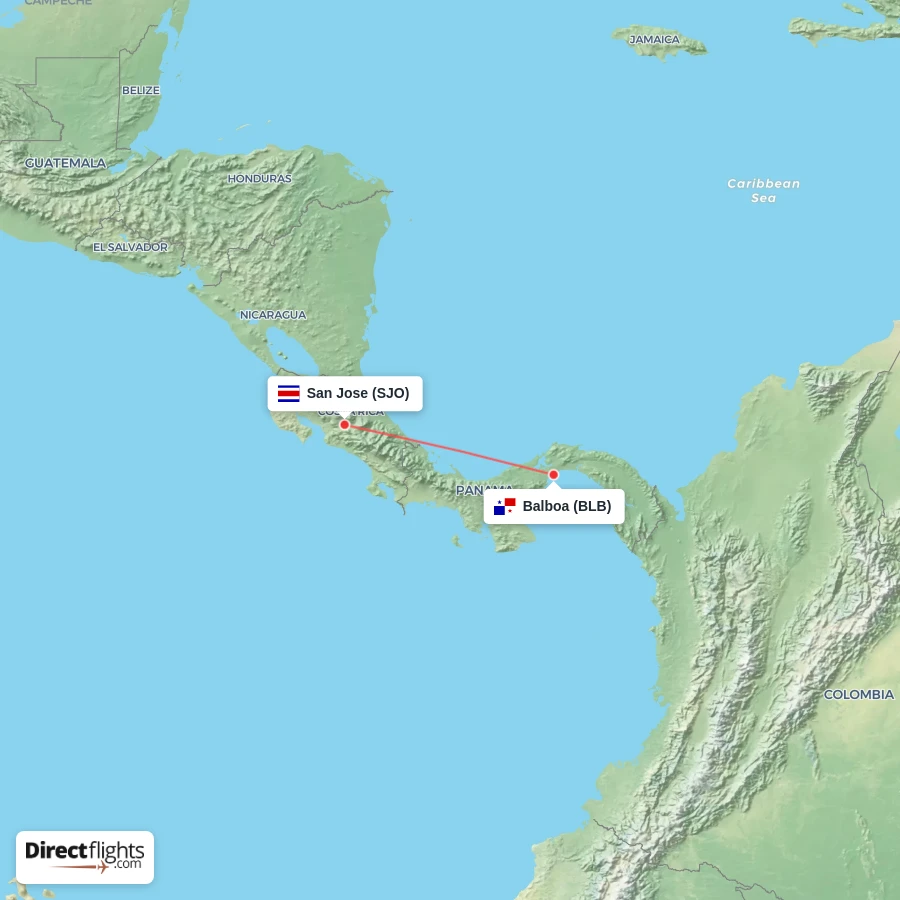 SJO - BLB route map