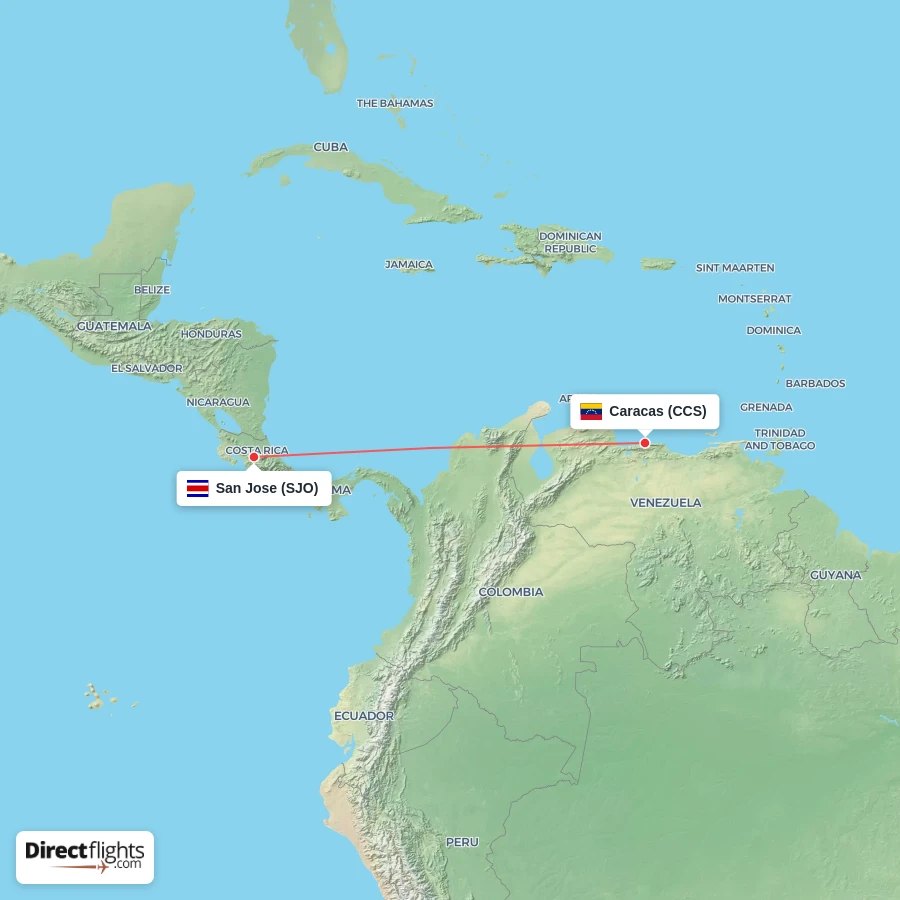 SJO - CCS route map