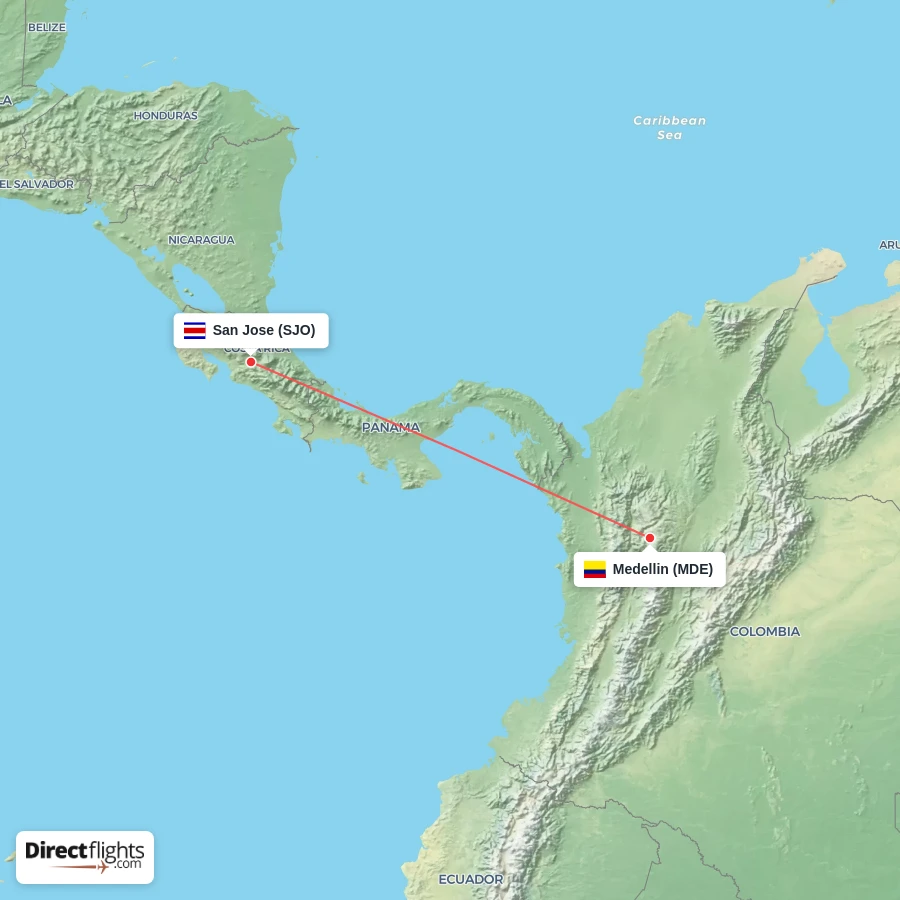 SJO - MDE route map