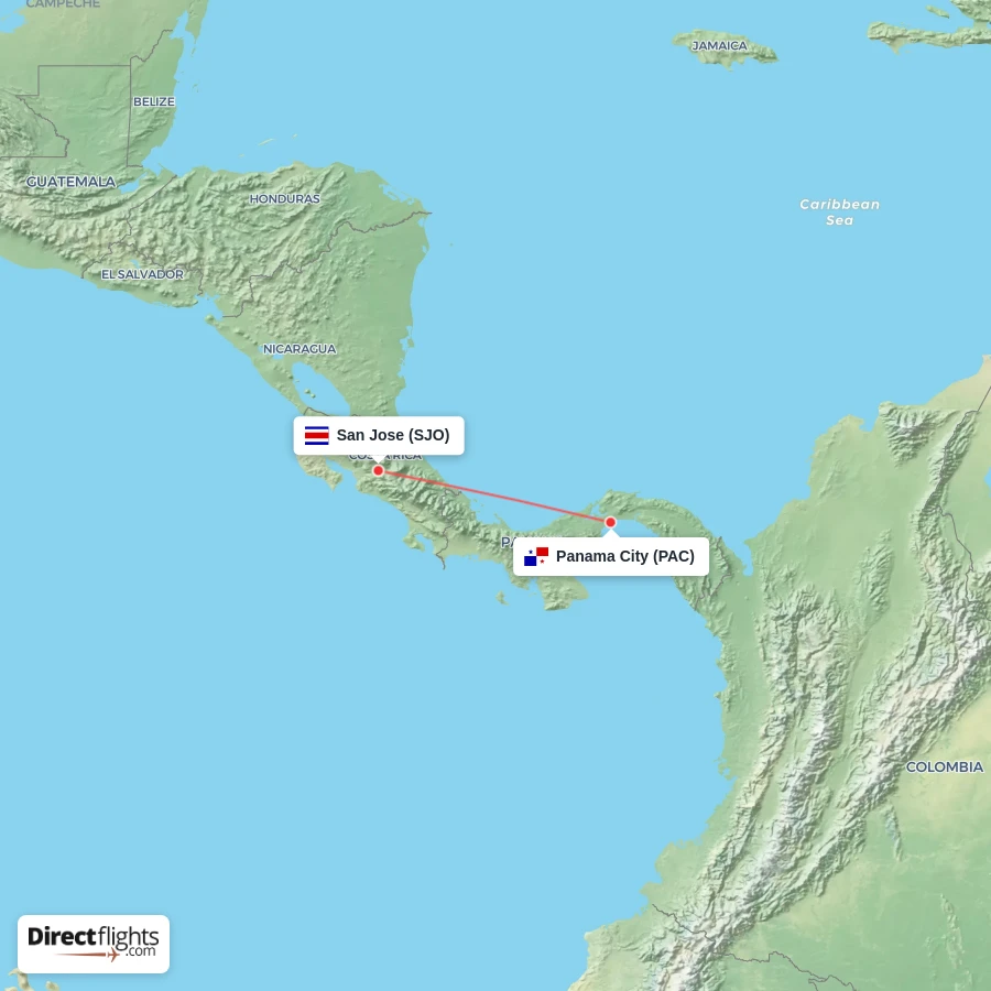SJO - PAC route map