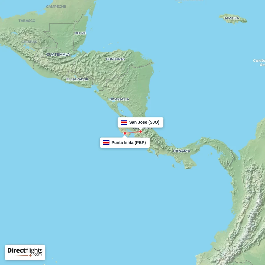 SJO - PBP route map