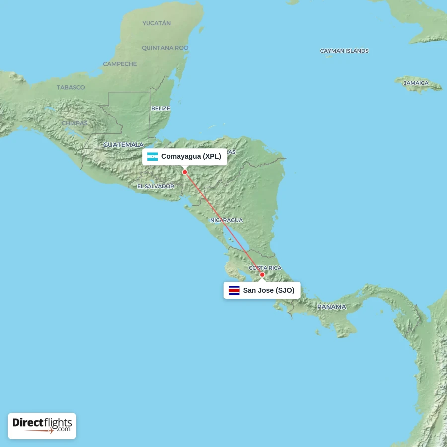 SJO - XPL route map