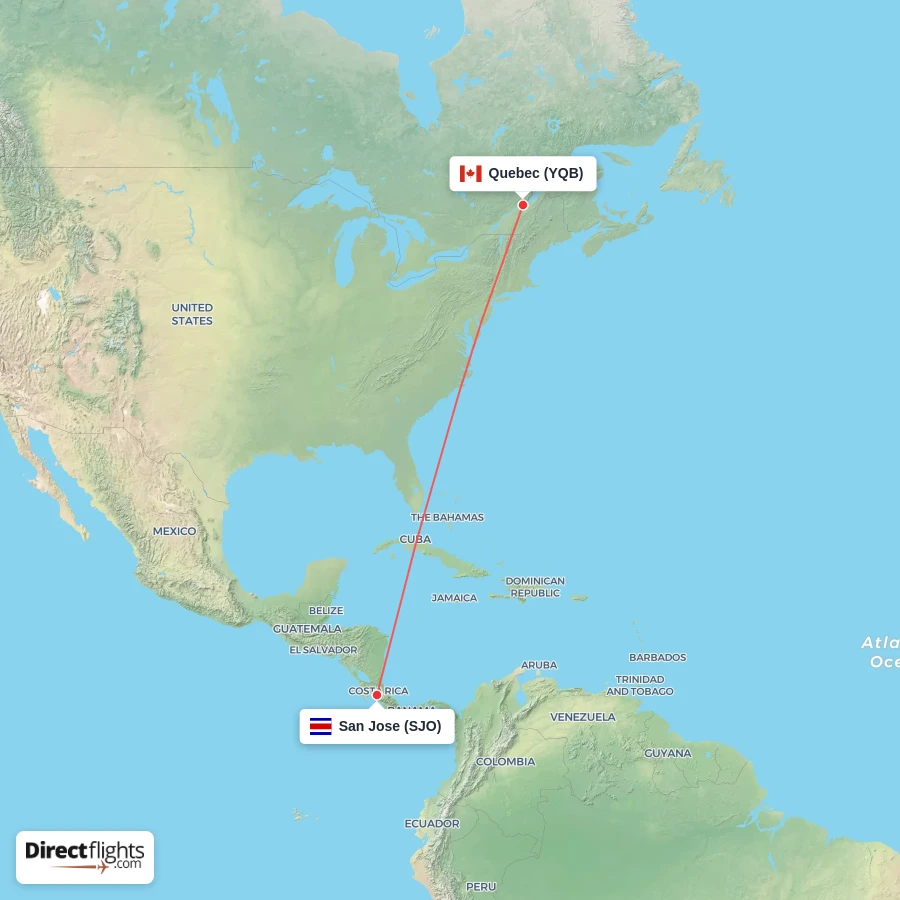 SJO - YQB route map