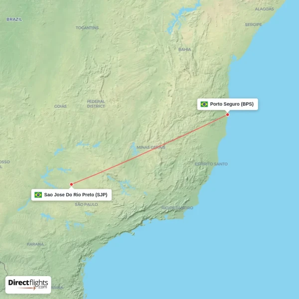 Sao Jose Do Rio Preto - Porto Seguro direct flight map