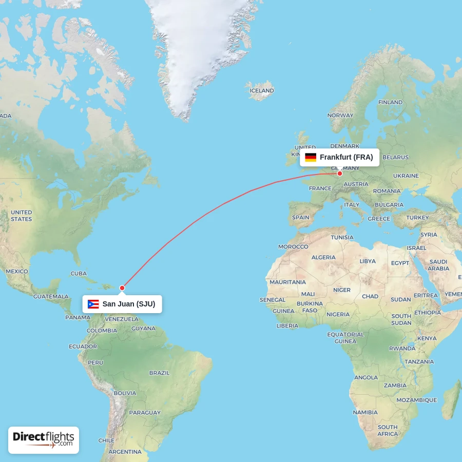 SJU - FRA route map