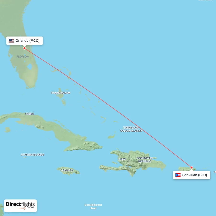 SJU - MCO route map