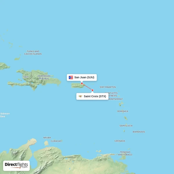 San Juan - Saint Croix direct flight map