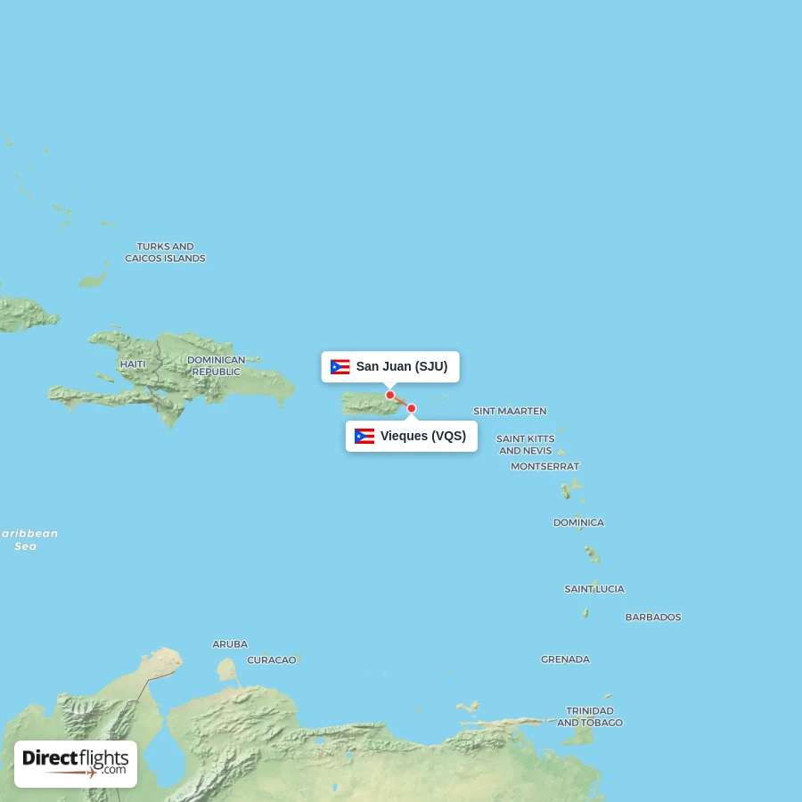 SJU - VQS route map