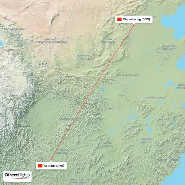 Shijiazhuang - An Shun direct flight map