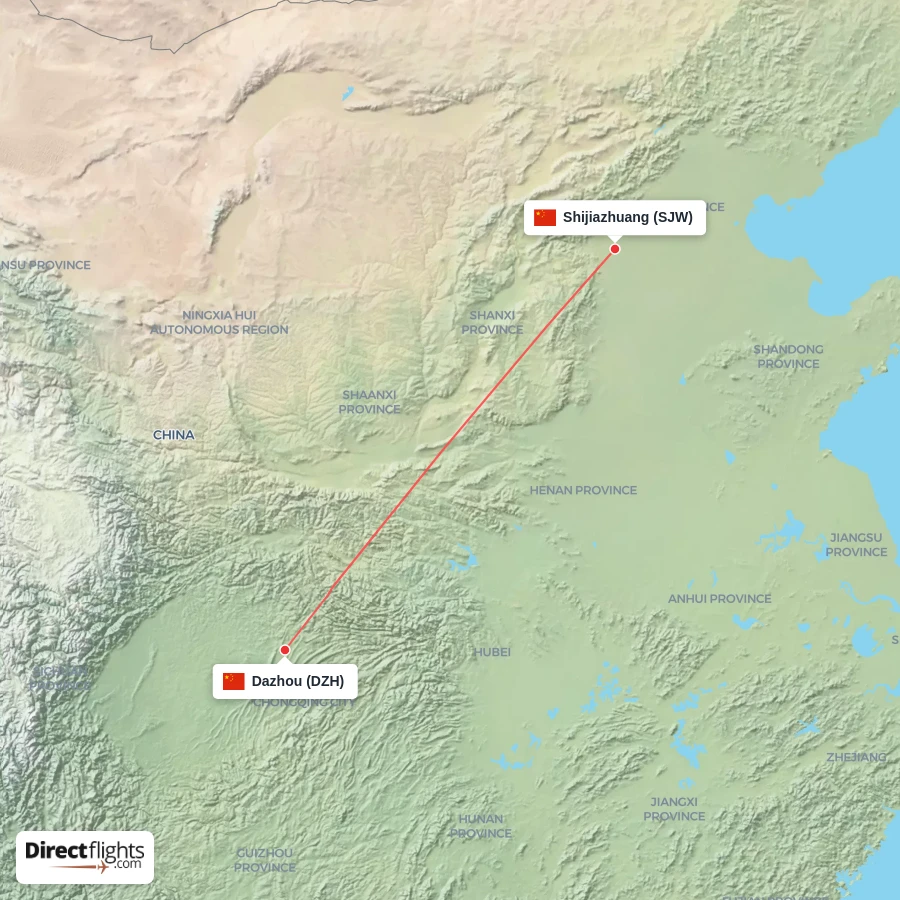 SJW - DZH route map