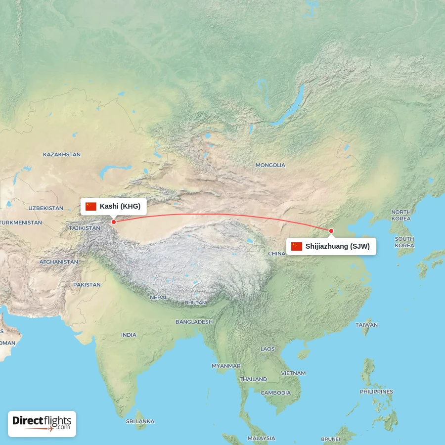 SJW - KHG route map