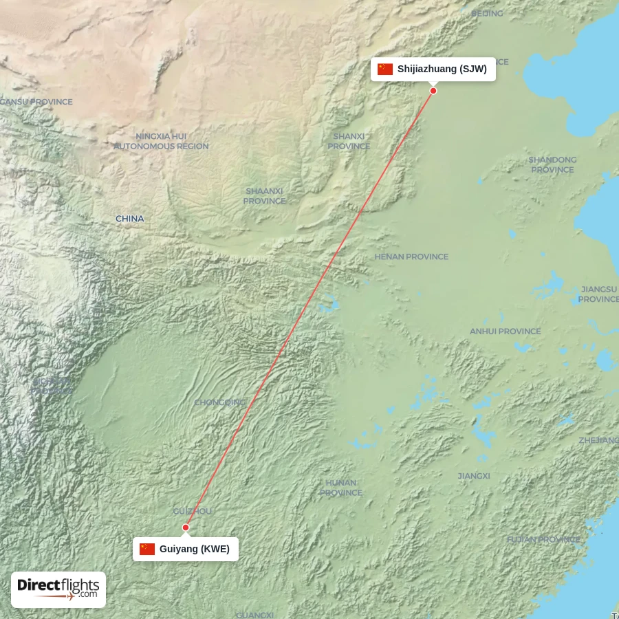 SJW - KWE route map