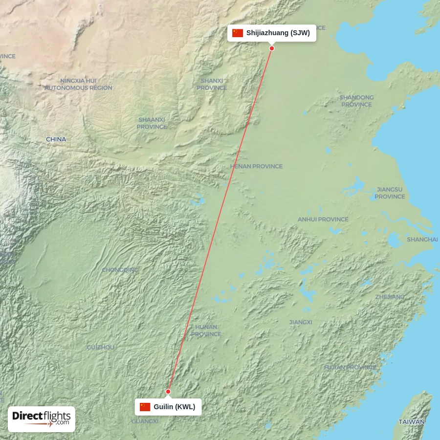 SJW - KWL route map