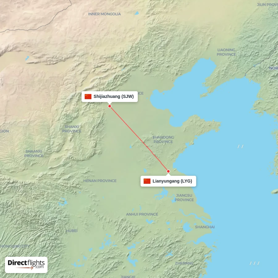 SJW - LYG route map