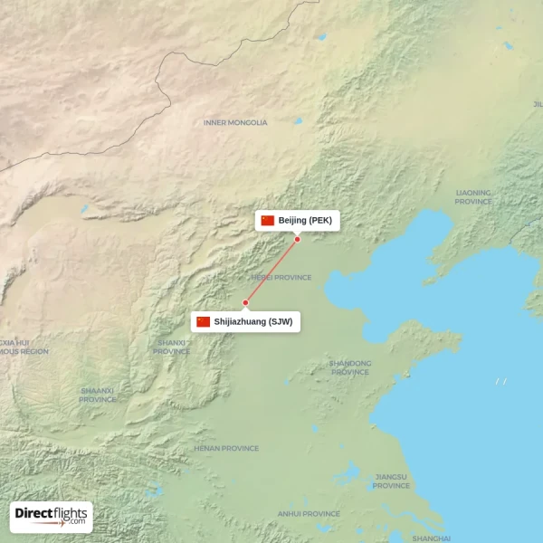 Shijiazhuang - Beijing direct flight map