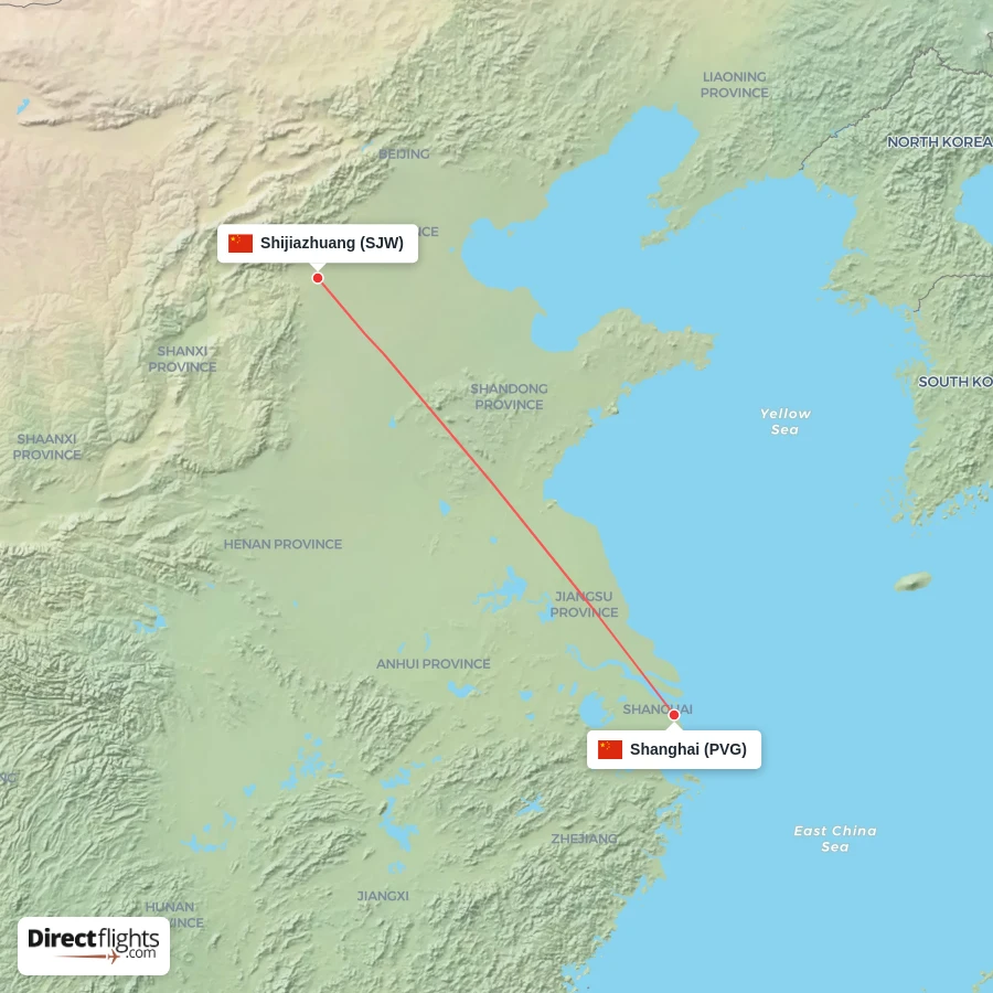 SJW - PVG route map