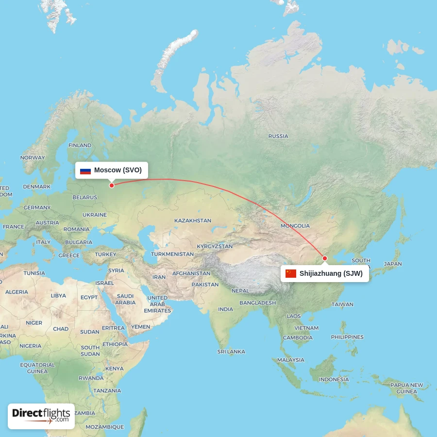SJW - SVO route map