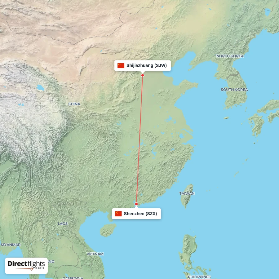 SJW - SZX route map